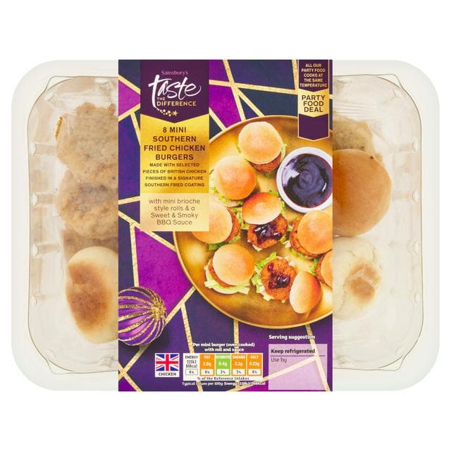 Sainsbury's Mini Southern Fried Chicken Burgers, Taste the Difference x8 255g - gallery image 1