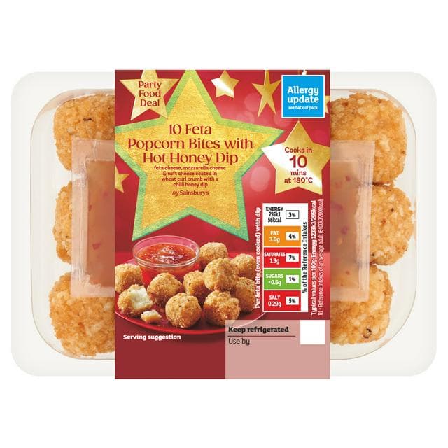 Sainsbury's Feta Popcorn Bites with Chilli Honey Dip x10 210g - gallery image 1