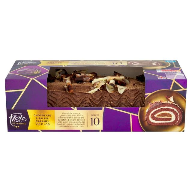 Sainsbury's Chocolate & Salted Caramel Yule Log, Taste the Difference 700g - gallery image 1
