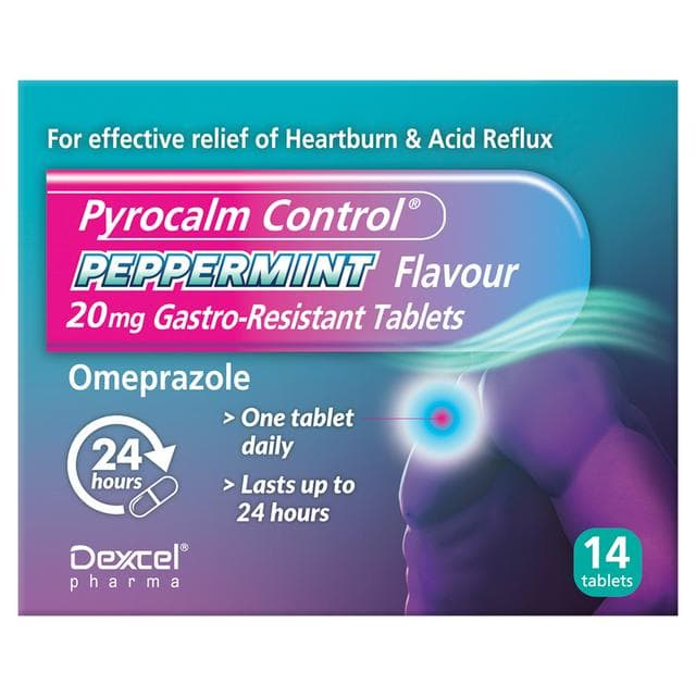 Dexcel Pharma Pyrocalm Control Peppermint Flavour Gastro Resistant Tablets x14 20mg - gallery image 1