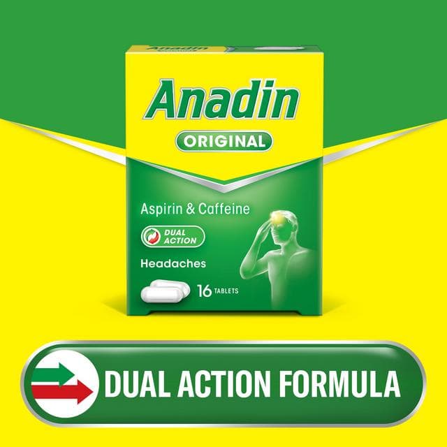 Anadin Original Aspirin & Caffeine Pain Relief Tablets x16 - gallery image 2