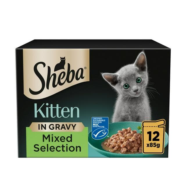 Sheba Mixed Selection Kitten Wet Cat Food Pouch in Gravy 12 x 85g - gallery image 1