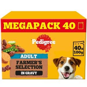 Pedigree Adult Wet Dog Food Pouches Farmer's Selection In Gravy 40 x 100g