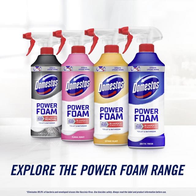 Domestos Power Foam Toilet & Bathroom Cleaner Spray Floral Burst 450ml - gallery image 6