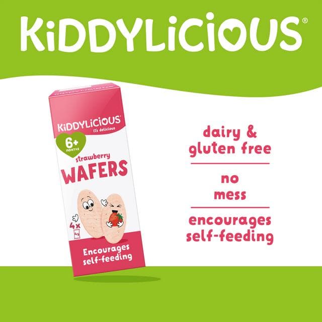 Kiddylicious Strawberry Mini Wafers Baby Snacks 4x4g - gallery image 2