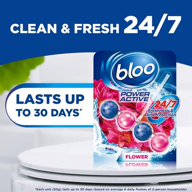 Bloo Power Active Flowers Toilet Rim Block 50g - gallery image 3