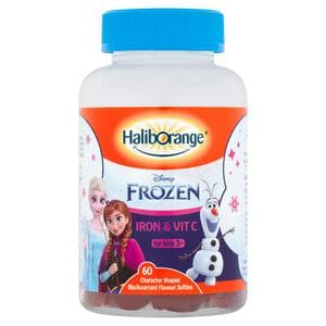 Haliborange Disney Frozen Iron & Vit C 60 Character Shaped Blackcurrant Flavour Softies for Kids 3+