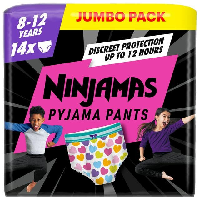 Pampers Ninjamas Pyjama Pants Unisex Hearts, 8-12 Years x14 - gallery image 1