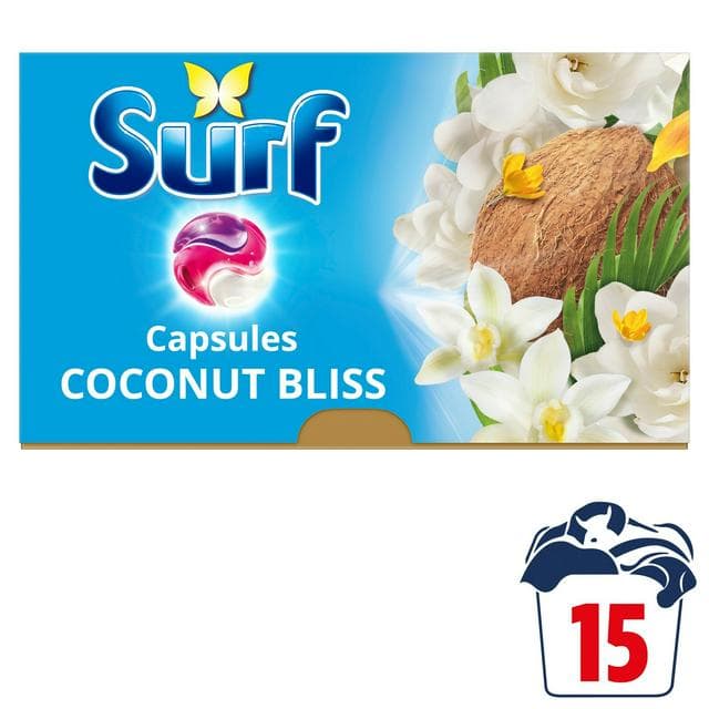 Surf 3 In 1 Laundry Washing Detergent Capsules Coconut Bliss 15 Washes - gallery image 1