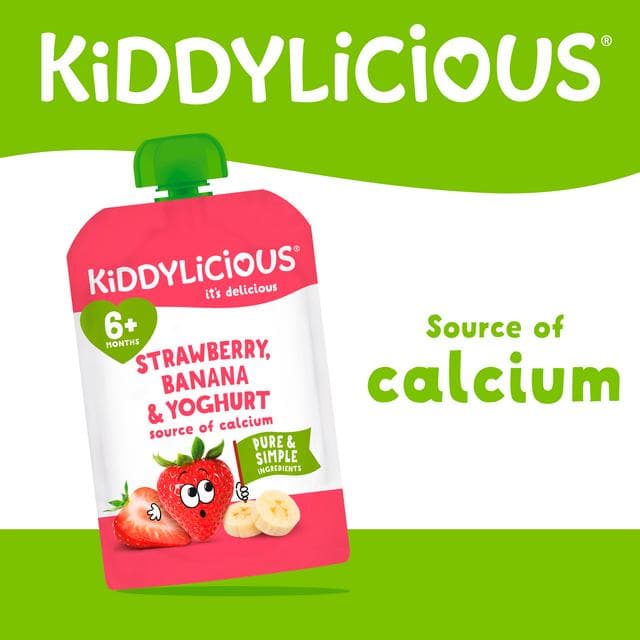 Kiddylicious Strawberry, Banana & Yoghurt Pouch Baby Food 100g - gallery image 2