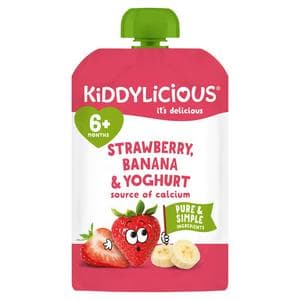 Kiddylicious Strawberry, Banana & Yoghurt Pouch Baby Food 100g