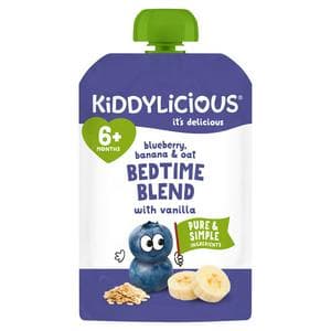Kiddylicious Blueberry, Banana & Oat Bedtime Blend with Vanilla Pouch Baby Food 100g