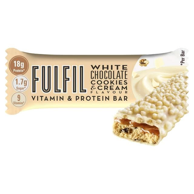 Fulfil White Chocolate Cookies & Cream Flavour Vitamin Protein Bar 55g - gallery image 1