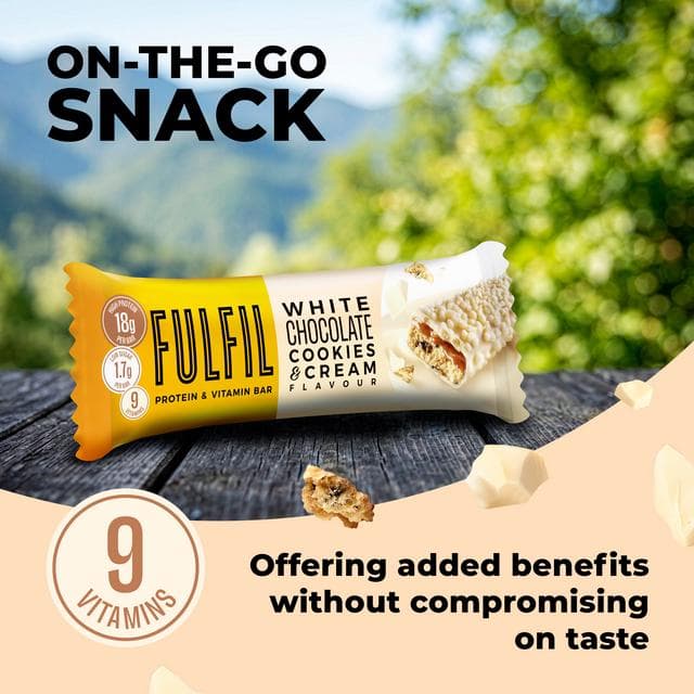 Fulfil White Chocolate Cookies & Cream Flavour Vitamin Protein Bar 55g - gallery image 4