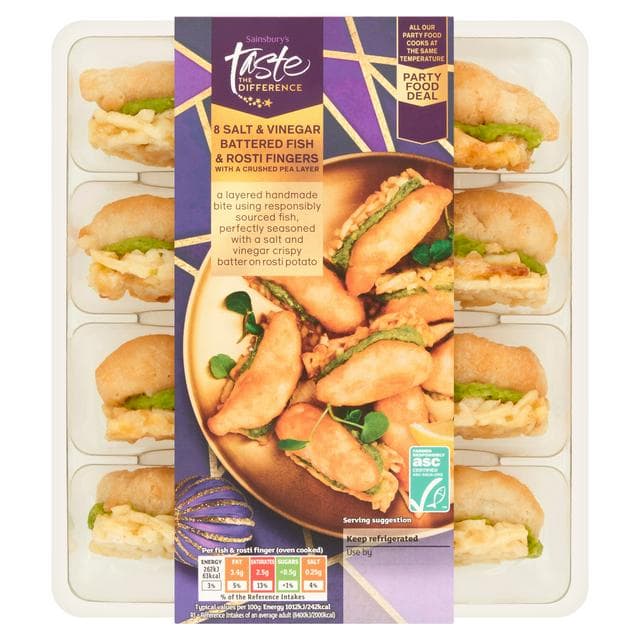 Sainsbury's Salt & Vinegar Battered Fish & Rosti Fingers,Taste the Difference x8 240g - gallery image 1
