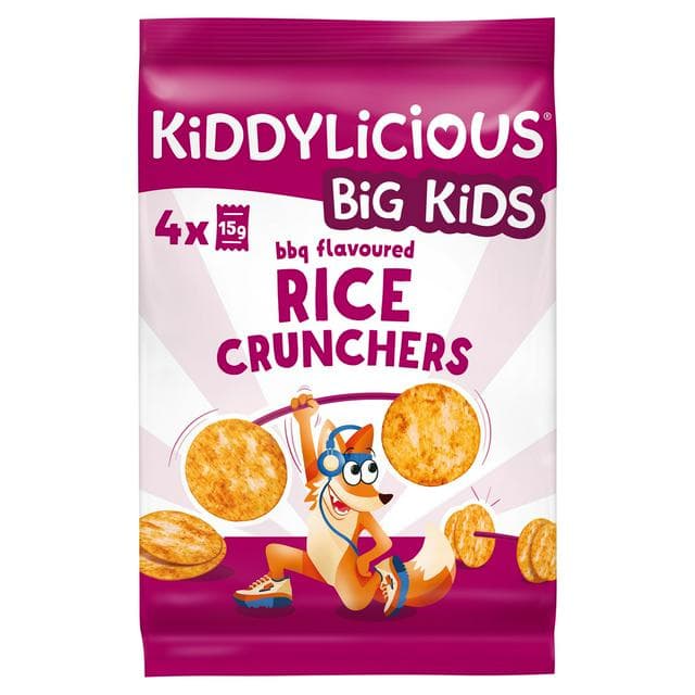 Kiddylicious BBQ Flavoured Rice Crunchers Kids Snacks 4x15g - gallery image 1