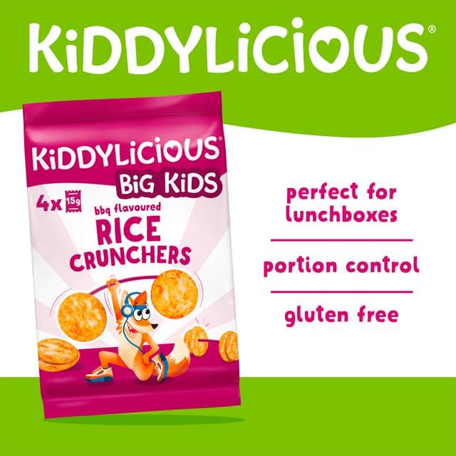 Kiddylicious BBQ Flavoured Rice Crunchers Kids Snacks 4x15g - gallery image 2