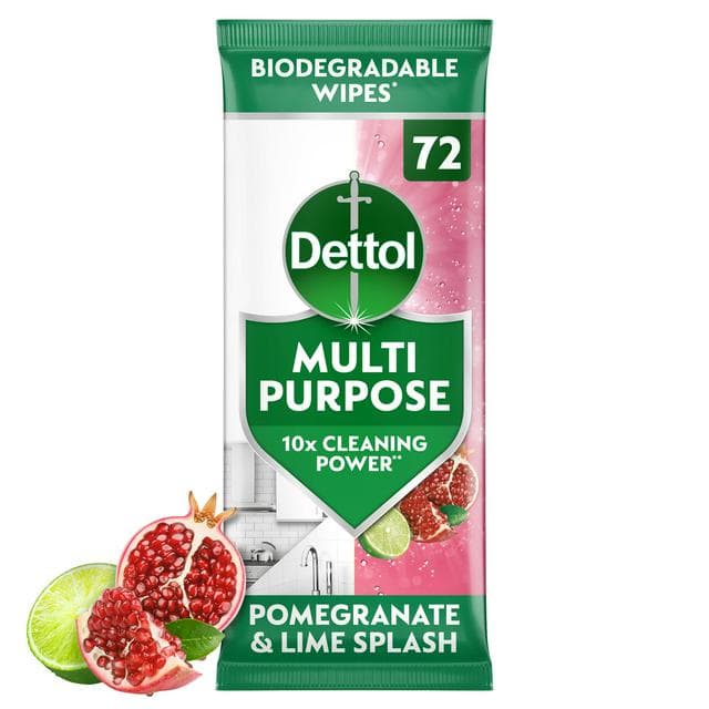 Dettol 70 x Pomegranate Antibacterial Large Multipurpose Cleaning Wipes - gallery image 1