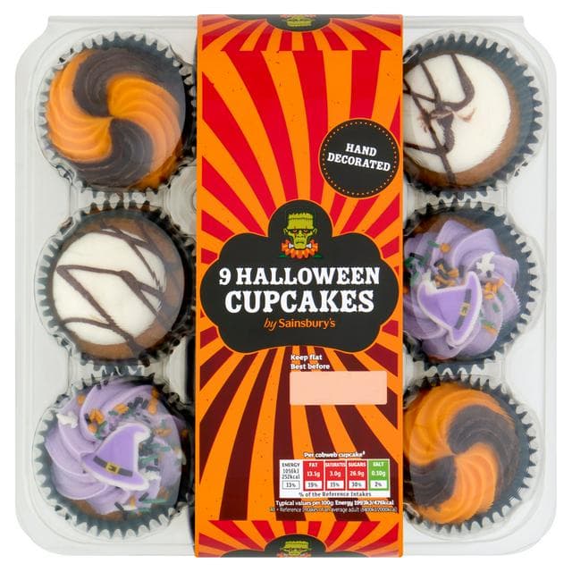 Sainsbury's 9 x Halloween Cupcakes 457g - gallery image 1