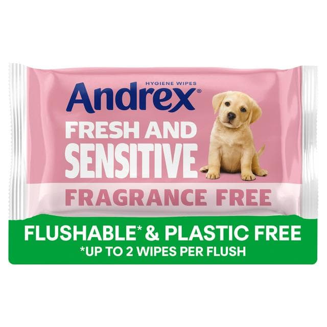 Andrex Fresh & Sensitive Flushable Moist Toilet Tissue Wipes Single Pack x30 - gallery image 1
