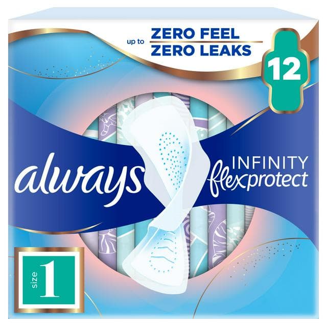 Always Infinity Flex Protect Normal Sanitary Towels Winged Pads Size 1, x12 - gallery image 1