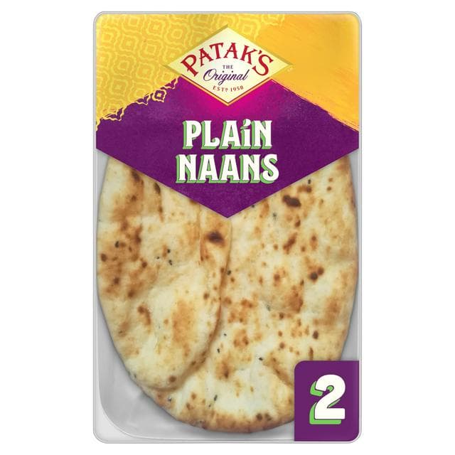 Patak's Indian 2 x Flame Baked Plain Naan Breads - gallery image 1