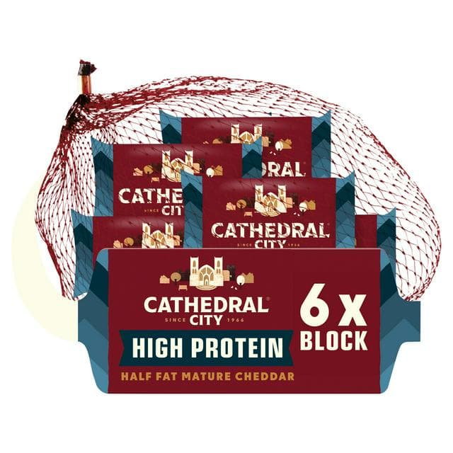 Cathedral City High Protein Half Fat Mature Cheddar Cheese Mini Blocks 6x20g - gallery image 1