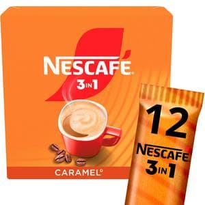 Nescafe 3 In 1 Caramel Instant Coffee Sachets 12x16g