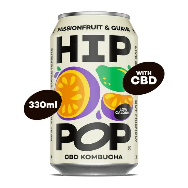 Hip Pop Passionfruit & Guava CBD Kombucha 330ml - gallery image 1