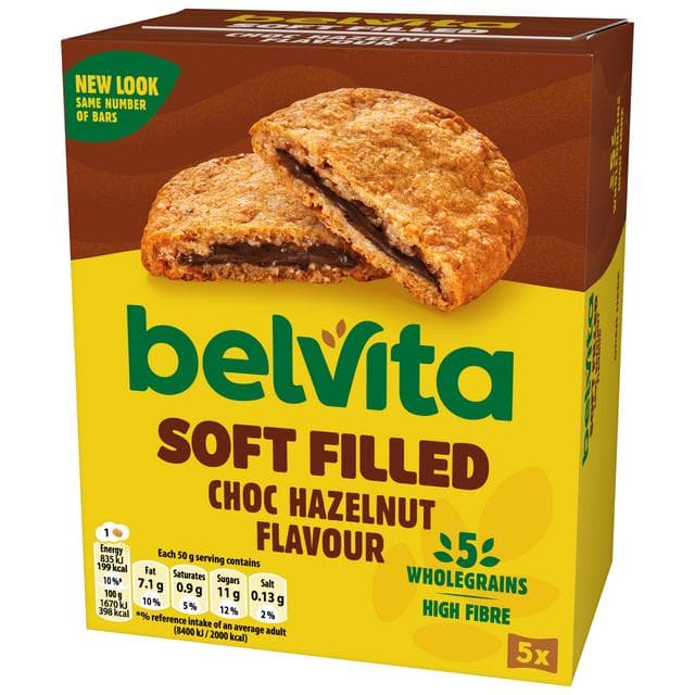 Belvita Soft Bakes 5 x 50g Chocolate Hazelnut Flavour Cereal Multipack Snack Bars - gallery image 2