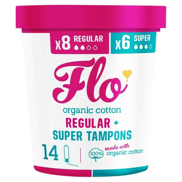Flo Organic Cotton Applicator Combo Pack 8 Regular + 6 Super Tampons - gallery image 1