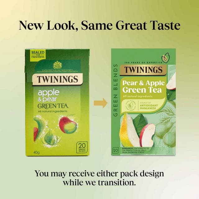 Twinings Apple & Pear Single Green Tea Bags x20 40g - gallery image 2