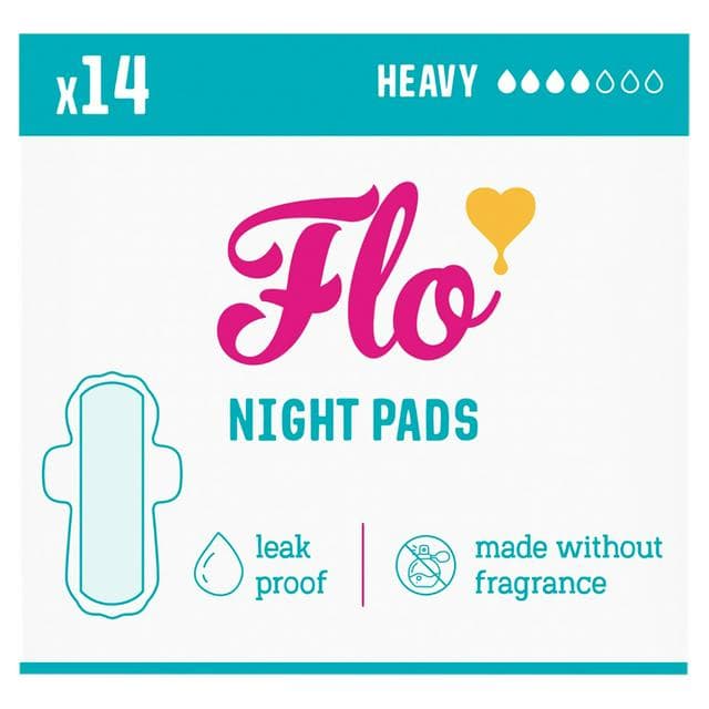 Flo Bamboo Super Absorbent Soft Thin Night Period Pads with Wings x14 - gallery image 1