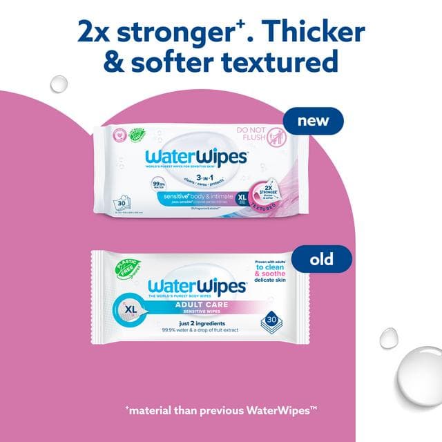 WaterWipes Adult Care Incontinence Sensitive Wipes x30 - gallery image 2