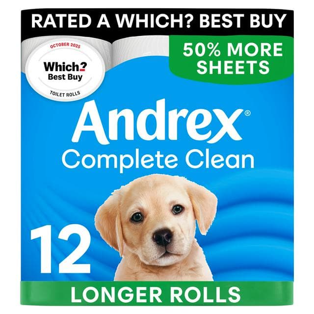 Andrex Complete Clean Mega Toilet Rolls x12 - gallery image 1