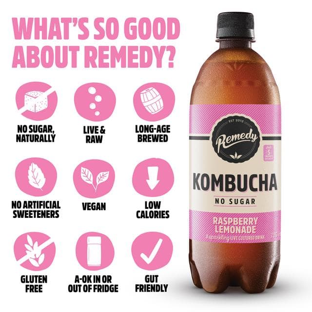 Remedy Kombucha Raspberry Lemonade 700ml - gallery image 2