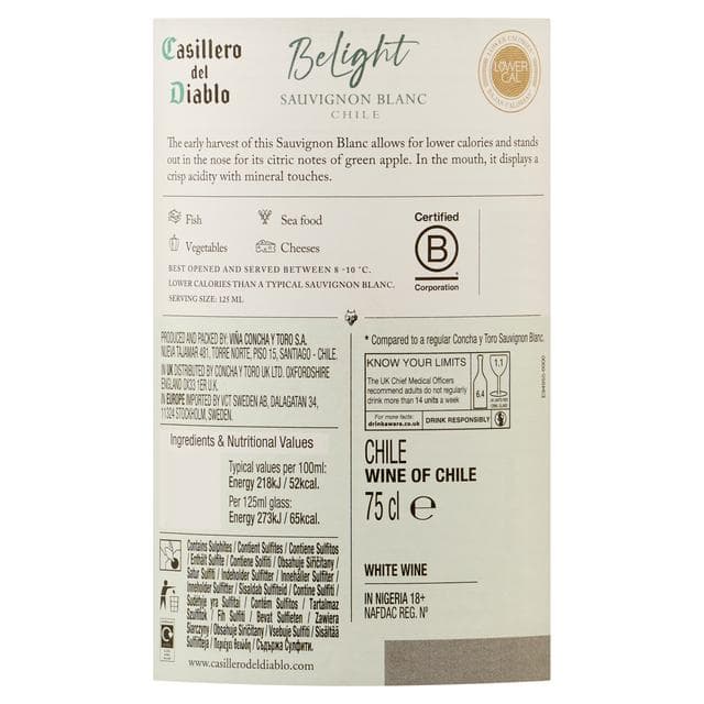 Casillero Del Diablo Belight Sauvignon Blanc White Wine 75cl - gallery image 2