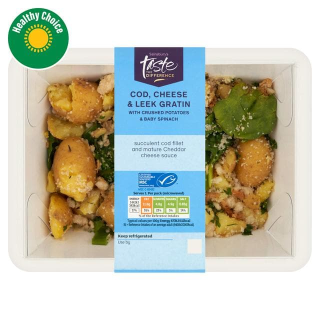 Sainsbury's Cod, Cheese & Leek Gratin with Crushed Potatoes & Baby Spinach, Taste the Difference 385g - gallery image 1