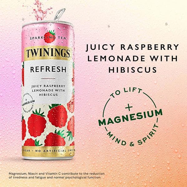Twinings 250ml Refresh Juicy Raspberry Lemonade with Hibiscus Sparkling Tea - gallery image 2