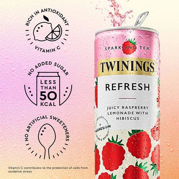 Twinings 250ml Refresh Juicy Raspberry Lemonade with Hibiscus Sparkling Tea - gallery image 3