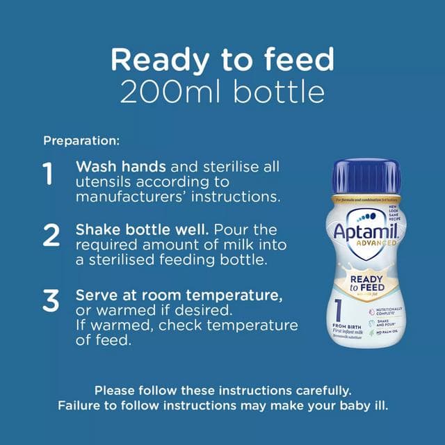 Aptamil Advanced 1 First Infant Milk From Birth 4x200ml - gallery image 5