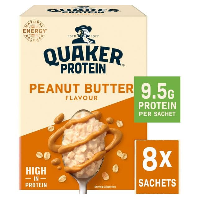 Quaker High in Protein Peanut Butter Porridge Sachets 8x43g - gallery image 1
