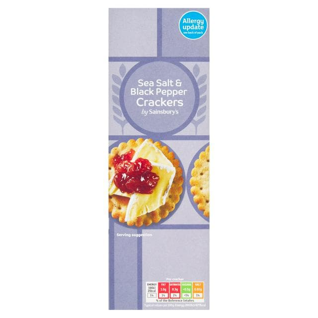 Sainsbury's Sea Salt & Black Pepper Crackers 185g - gallery image 1