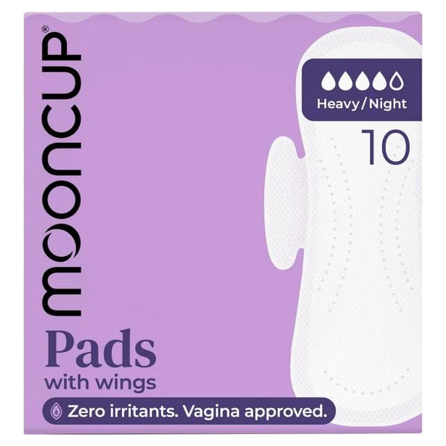 Mooncup 10 Heavy Night Wing Pads with Wings Organic Sanitary Towels - gallery image 1
