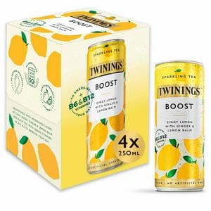 Twinings Sparkling Tea Boost Zingy Lemon with Ginger & Lemon Balm 4 x 250ml