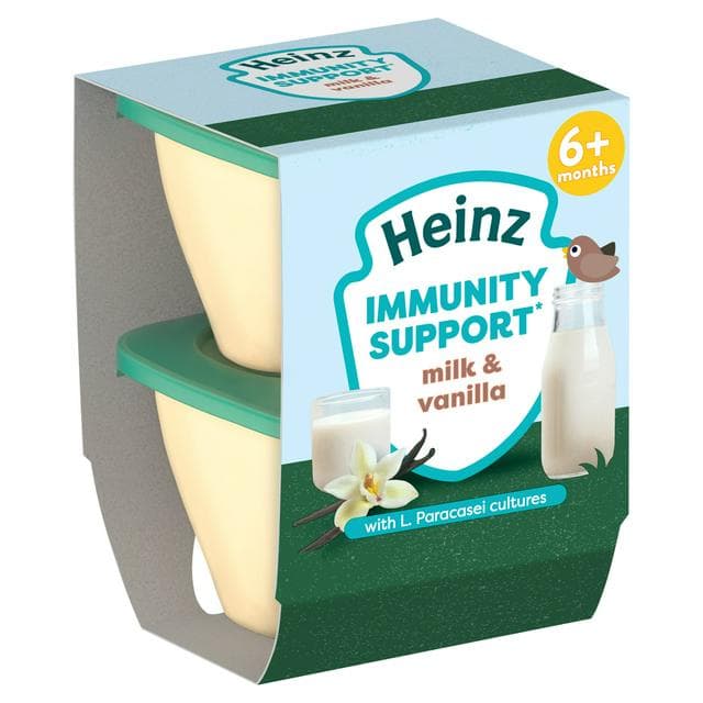 Heinz Milk & Vanilla Immunity Support Baby Food Pots 6+ Months 2x100g - gallery image 1