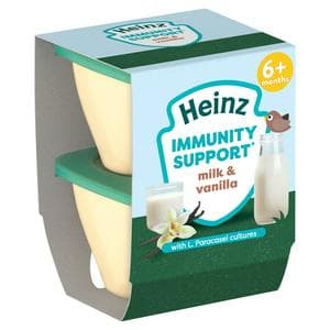 Heinz Milk & Vanilla Immunity Support Baby Food Pots 6+ Months 2x100g