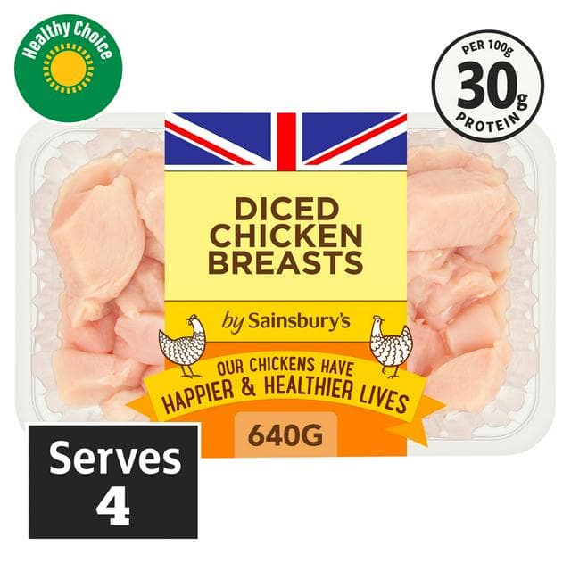 Sainsbury's 640g British Diced Chicken Breasts - gallery image 1