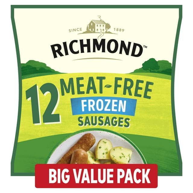 Richmond Frozen Meat Free Vegan Sausages x12 456g - gallery image 1