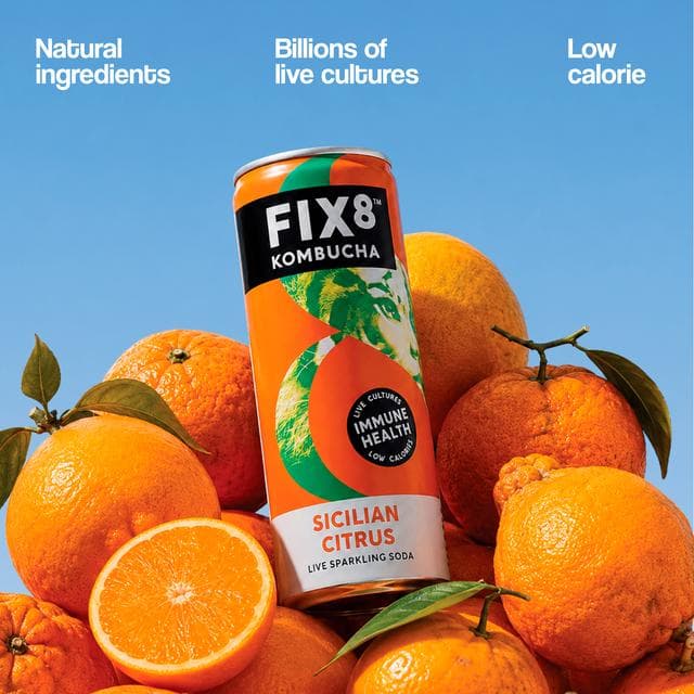 Fix8 Kombucha Sicilian Citrus Live Sparkling Soda 25cl - gallery image 3